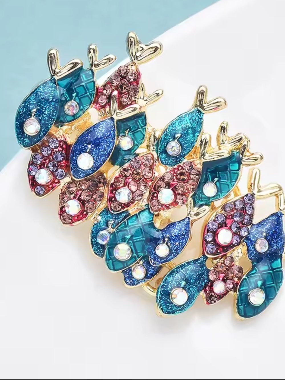 Colorful Crystal Fish Stretch Brooch - Picture 8 of 10